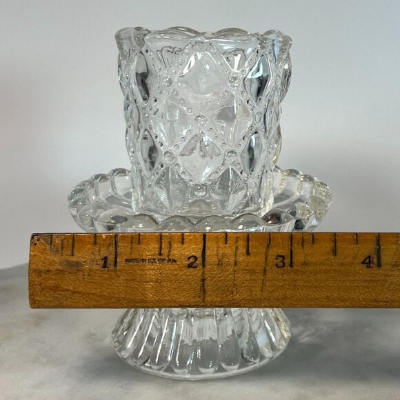 Vtg Partylite Quilted Crystal Votive Holder Base/Ruffle Votive Holder/90's Gift - Picture 6 of 6